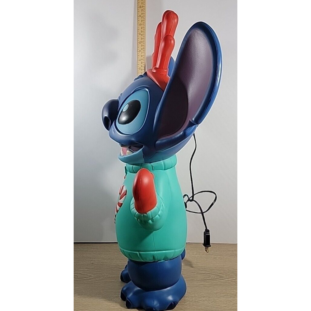 Gemmy Christmas Stitch Disney's Lilo & Stitch w Antlers & Sweater Blow Mold 27" - Picture 4 of 10